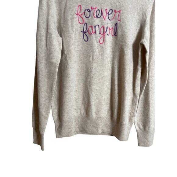 HumanUnion Custom Cashmere Crewneck Sweater "Forever Fangirl " Womans Small - Picture 6 of 11